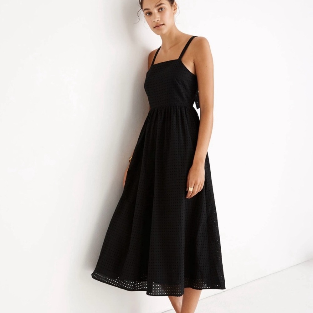 Madewell Black Eyelet Midi Dress